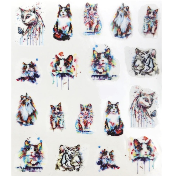 Painted Cat Watercolor Nail Decals - Picture 2 of 2